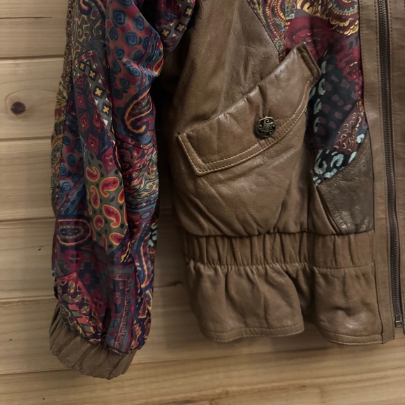 Vintage Winlit Medium Leather Paisley Animal Print Abstract Patchwork Jacket - Picture 4 of 13